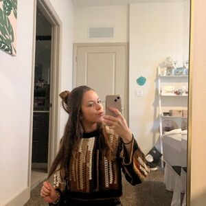 Striped Brown and White Sweater